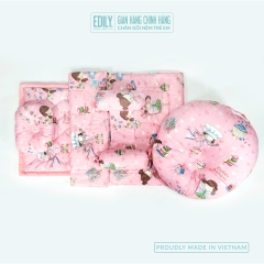 BỘ SƠ SINH 5 SẢN PHẨM MỀN, NỆM, CHÈN, GỐI LÕM, GỐI CHẶN, GỐI CHỐNG TRÀO NGƯỢC VẢI COTTON HÀN QUỐC 100%  EDILY |BSS5SPHQ