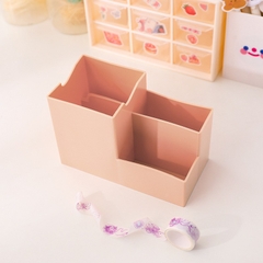 ( KÈM  STICKER ) Ống cắm bút 3 ngăn hình chữ nhật 10*15*7.4cm