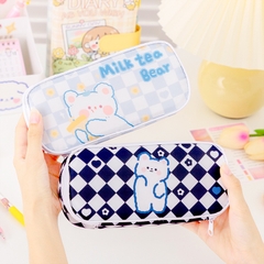 Túi Đựng Bút Bằng Vải Họa Tiết Caro