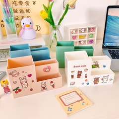 ( KÈM  STICKER ) Ống cắm bút 3 ngăn hình chữ nhật 10*15*7.4cm