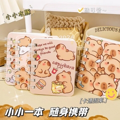 Sổ tay lò xo A7 Hình Capybara kích thước 82x105mm  HXGS sổ tay mini A7