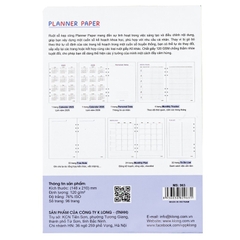 Ruột sổ kế hoạch Paper Planner kẹp còng A5 96 trang 120/76; MS: 963