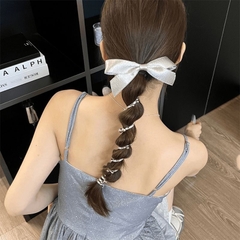 Cột Tóc Nơ Bạc Lò Xo Đính Hạt, Dây cột tóc lò xo xoắn điện thoại , Co Dãn Phối Nhiều Mẫu Tóc makeup