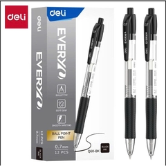 Bút bi bấm Deli EQ60 ngòi 0.7mm có đệm tay viết mượt, cầm êm, thiết kế thanh lịch
