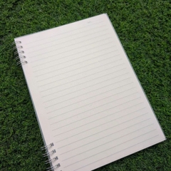 Sổ lò xo 02 đầu a5 bìa nhựa trong 145x205mm giấy kẻ ngang 120 trang 80gsm gu bìa trong