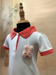 ĐẦM POLO BG PHỐI BO CỔ TRẮNG - LOGO ĐẦU THỎ