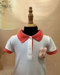 ĐẦM POLO BG PHỐI BO CỔ TRẮNG - LOGO ĐẦU THỎ