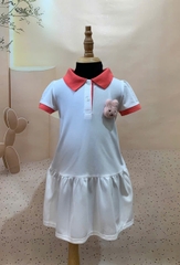 ĐẦM POLO BG PHỐI BO CỔ TRẮNG - LOGO ĐẦU THỎ