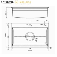 Chậu rửa chén bát 1 hố inox 304 MALLOCA SILVER MS7750SI tại thành phố Hồ Chí Minh