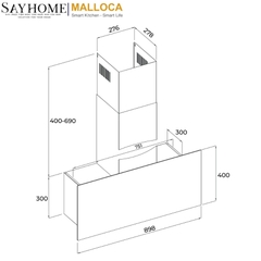 Máy hút mùi MALLOCA Vertical MH900VTC dạng TV áp tường tại thành phố Hồ Chí Minh