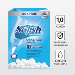 Muối rửa bát Sofish Giúp Làm Mềm Nước Chống Vôi Cặn Nhập Khẩu Hộp 1kg Dành Cho Máy Rửa Bát - Hàng chính hãng
