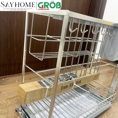 Kệ dao thớt GROB GC304-20/25/30/35/40 đa năng inox 304, nan dẹt - Hàng chính hãng GROB
