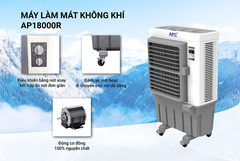 Quạt điều hòa hơi nước APE AP18000R 80L Phím cảm ứng - Chính hãng