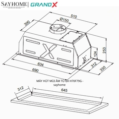 Máy hút mùi GrandX GX H70F79G âm tủ toàn phần tại thành phố Hồ Chí Minh