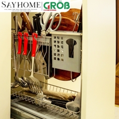Kệ dao thớt GROB GC304-20/25/30/35/40 đa năng inox 304, nan dẹt - Hàng chính hãng GROB