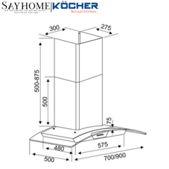 Máy hút mùi kính cong KOCHER K-228S1 tại thành phố Hồ Chí Minh