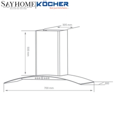 Máy hút mùi kính cong KOCHER K-226V tại thành phố Hồ Chí Minh