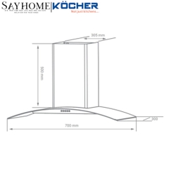 Máy hút mùi kính cong KOCHER K-8872I tại thành phố Hồ Chí Minh