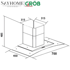 Máy hút mùi kính cong GROB GHA-K2700, GHA-K2900 tại thành phố Hồ Chí Minh