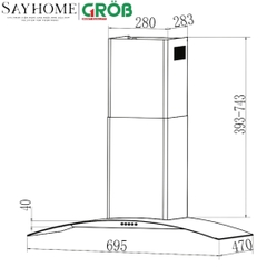 Máy hút mùi kính cong GROB GHA-K2700 NEW, GHA-K2900 NEW tại thành phố Hồ Chí Minh