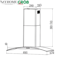 Máy hút mùi kính cong GROB GHA-C2700 tại thành phố Hồ Chí Minh