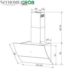 Máy hút mùi dạng TV GROB GHA-L1700, GHA-L1900 tại thành phố Hồ Chí Minh