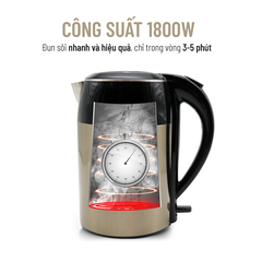 Ấm siêu tốc Nagakawa NAG0315 2 lớp inox 304 (1.8L) - Hàng chính hãng