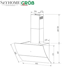 Máy hút mùi dạng TV GROB GHA-L1700 NEW  tại thành phố Hồ Chí Minh