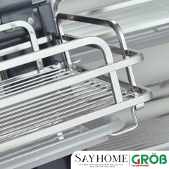 Kệ góc liên hoàn GROB GC304-90L/90R inox 304, nan dẹt - Hàng chính hãng GROB