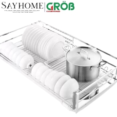 Kệ chén dĩa GROB CR-61/71/75/81/91 đa năng inox mạ Crom, nan vuông - Hàng chính hãng GROB