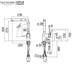 Vòi rửa chén NOBILI MANIA NB218A dây rút 1 chế độ - Hàng chính hãng