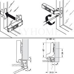 Bản lề cong nhiều tủ khung nhôm Hafele 311.68.512 - Hàng chính hãng HAFELE