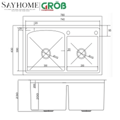 Chậu rửa bát 2 hố GROB GS304-7843PD tại thành phố Hồ Chí Minh