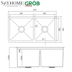 Chậu rửa bát 2 hố GROB GS304-8143HD tại thành phố Hồ Chí Minh
