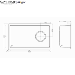 Chậu rửa chén bát 1 hố Nhật Kluger KY7545FS Basic/Plus - Hàng chính hãng