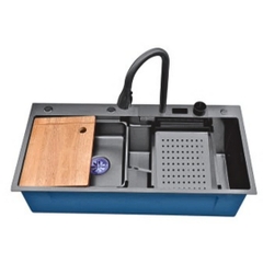 Bộ chậu rửa chén bát B-Gem BG-9046IBG 2 phím, inox 304 phủ nano đen, 1 ngăn hiển thị nhiệt độ - Hàng chính hãng B-GEM