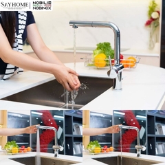 Vòi rửa chén inox NOBINOX BIANCO NX601 dây rút nóng lạnh tại thành phố Hồ Chí Minh