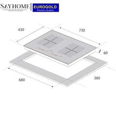 Bếp từ đôi EUROGOLD EUH1155 - Hàng chính hãng