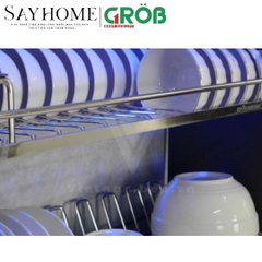 Giá bát nâng hạ GROB C1304-70ES/80ES/90ES cảm ứng điện lên xuống inox SUS304, nan Oval - Hàng chính hãng GROB