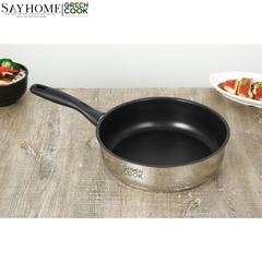 Bộ nồi chảo inox Green Cook GCS241 5 đáy nắp kính - Hàng chính hãng