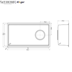Chậu rửa chén bát 1 hố Nhật Kluger KY8045ST Plus - Hàng chính hãng