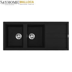Chậu rửa chén bát đá Granite 2 hố MALLOCA BLACK K50086 tại thành phố Hồ Chí Minh