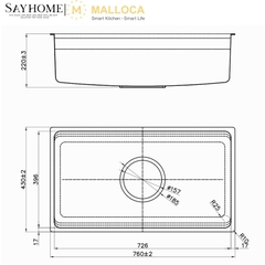 Chậu rửa chén bát 1 hố inox 304 MALLOCA SILVER MS7743SI tại thành phố Hồ Chí Minh