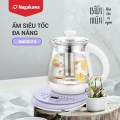 Ấm siêu tốc Nagakawa NAG0316 đa năng - Tích hợp 12 chức năng-Điều khiển cảm ứng - Bảo hành 12 tháng.