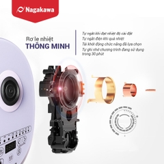 Ấm siêu tốc đa năng Nagakawa NAG0316 - Tích hợp 12 chức năng-Điều khiển cảm ứng - Bảo hành 12 tháng.