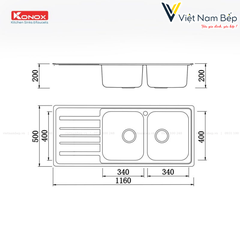 Chậu rửa bát European sink Artusi KS11650 1D – Bàn trái - Chính hãng KONOX