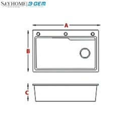 Bộ chậu rửa chén bát B-Gem BG-7546/8246/9046GET 2 phím, inox 304, 1 ngăn hiển thị nhiệt độ - Hàng chính hãng B-GEM
