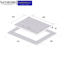 Bếp từ ba vùng nấu EUROGOLD EUH2233 - Hàng chính hãng
