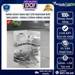 Mâm xoay góc 270 inox 304 đáy Melamin cao cấp GROB - Bảo hành hoen gỉ trọn đời