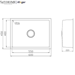 Chậu rửa chén bát 1 hố Nhật Kluger KU6045FS Basic - Hàng chính hãng
